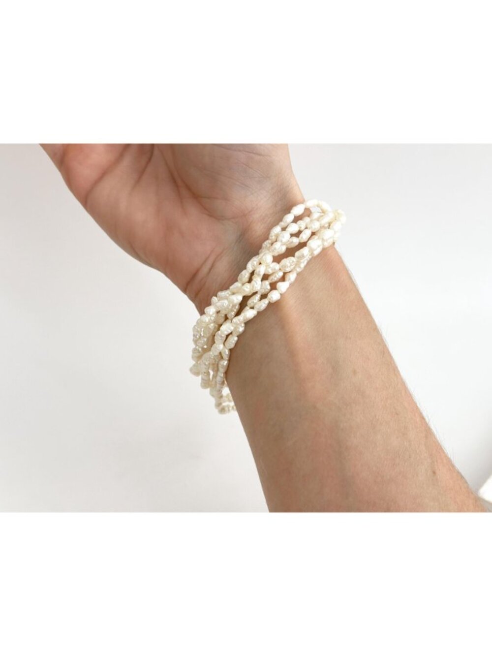 Multi Strand Genuine Rice Pearl Vintage Beaded 6 Strand Bracelet - 8" - Picture 12 of 16